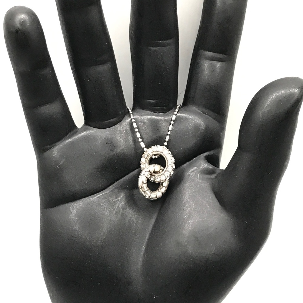 Brighton Pendant Necklace Crystal Interlocking Rings Silver Plate Chain